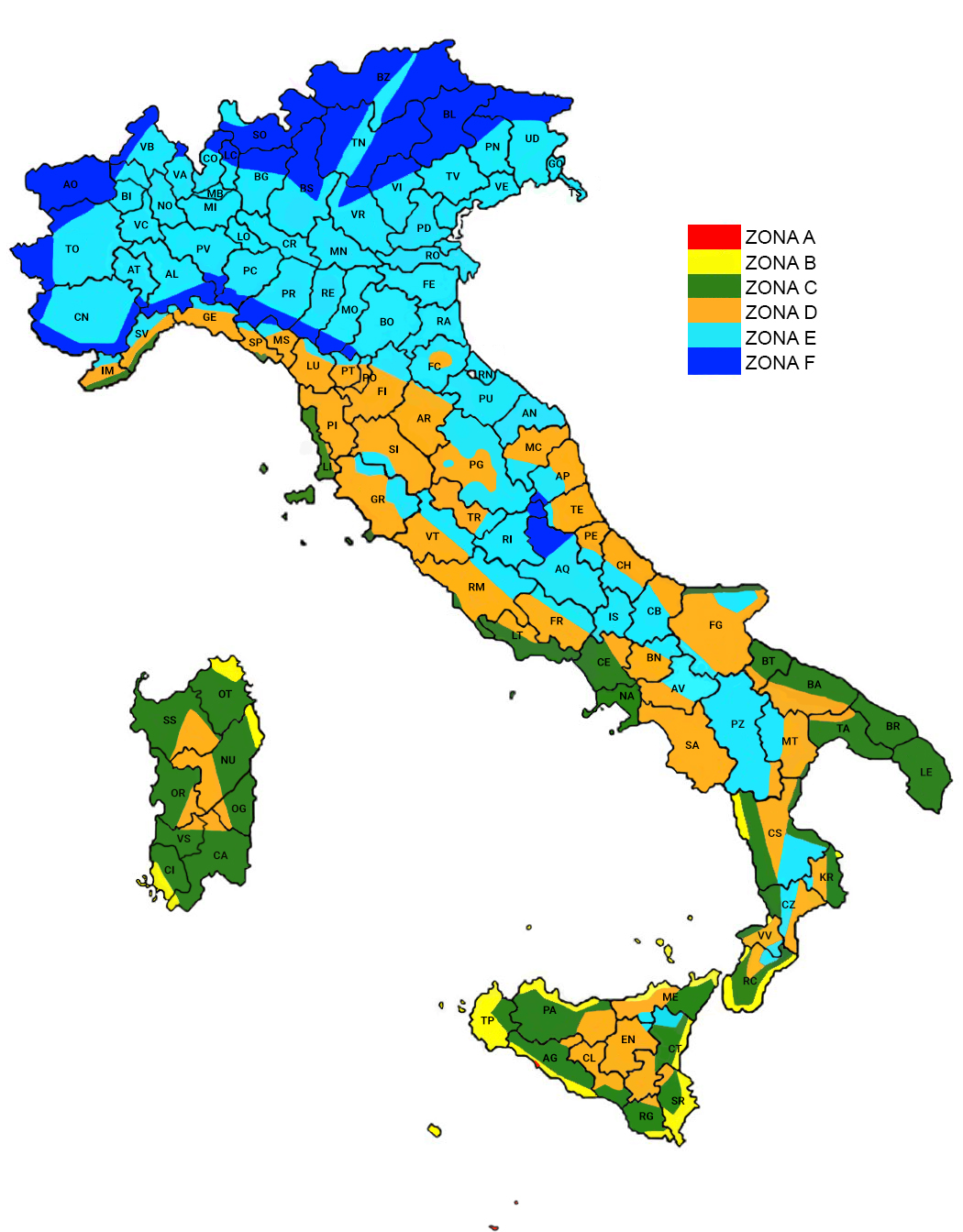 zone climatiche italia